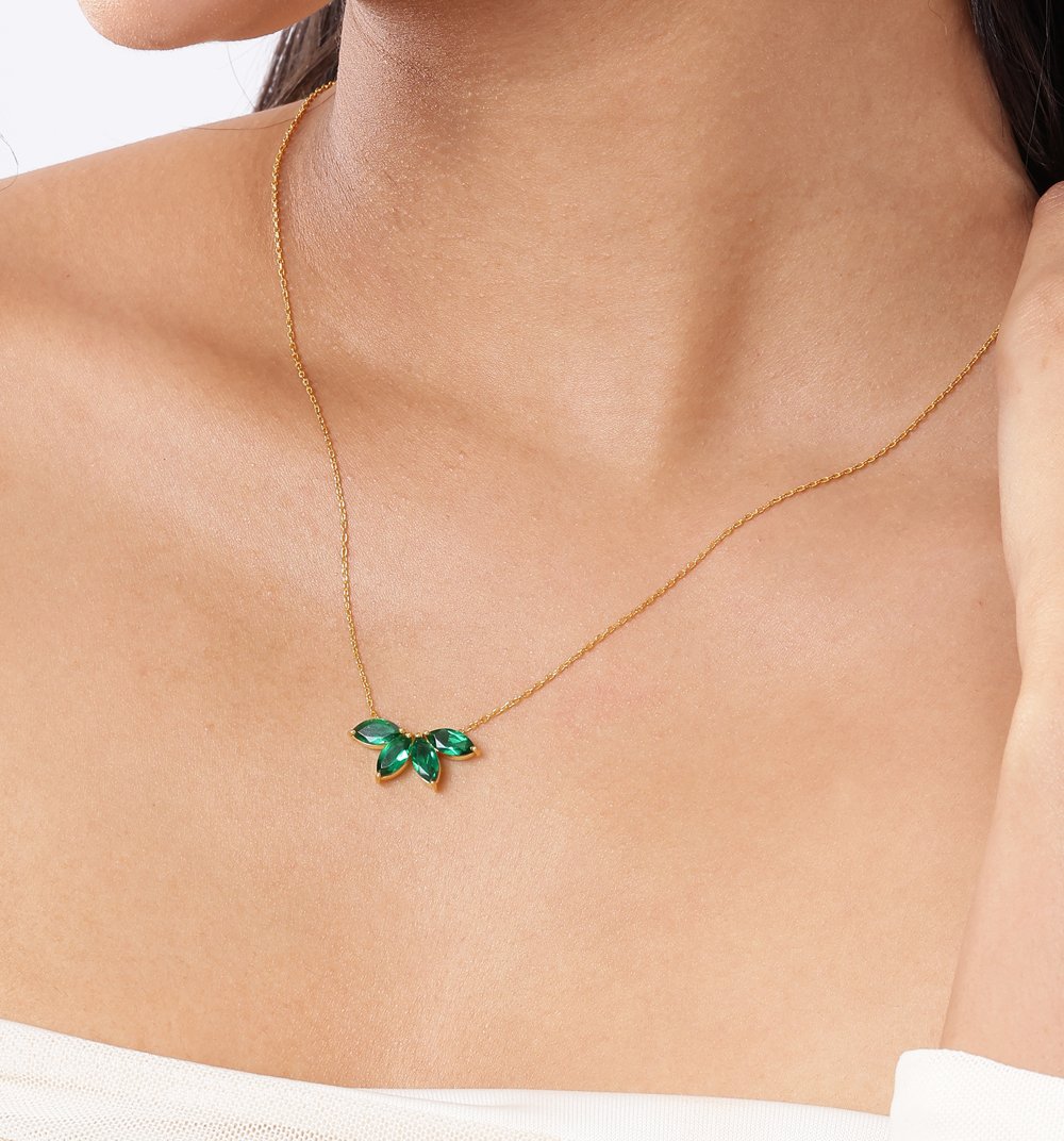 Verdant Ray Pendant Chain (925 Real Silver) - Gold